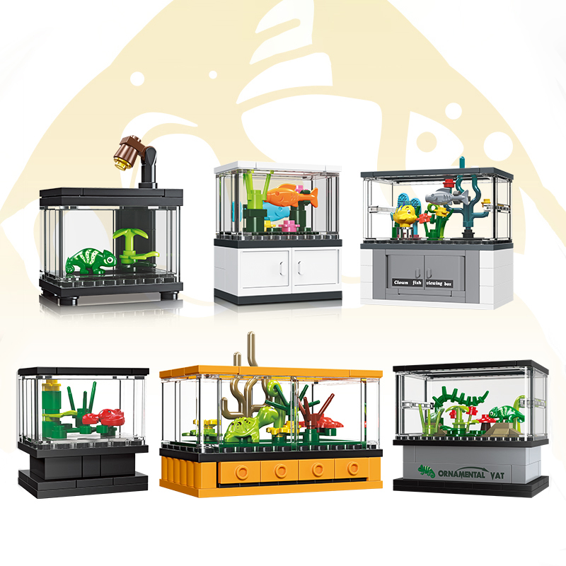 Aquarium Fish Lego - Aquarium-Bausteine-Set Kreatives DIY-Lernspielzeug Aquarium-Modell-Bausteine Spielzeug Urlaubsgeschenke