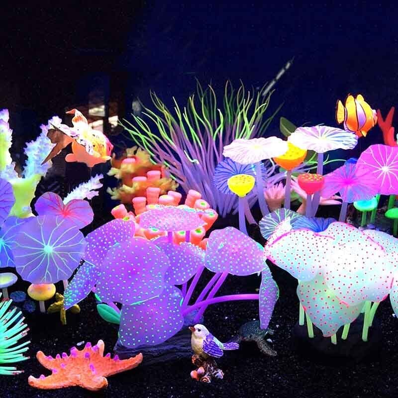 Aquarium Fish Enrichment - Leuchtende Silikon-Korallen und Sonnenblumen für Aquarien