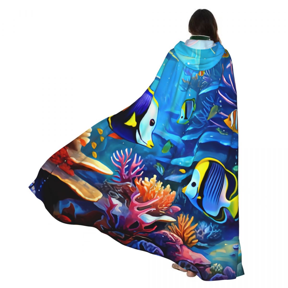 Aquarium Queen Fish - Unisex Hexenparty Wende-Umhang mit Kapuze für