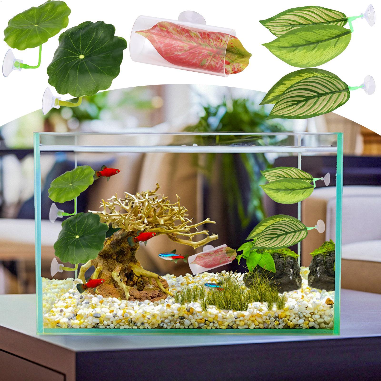 Aquarium Fish Betta - Betta-Fisch-Hängematte, 5-teilig, verstellbar, Betta-Blatt-Hängematte, Fischspielzeug-Set, Aquarium-Dekoration