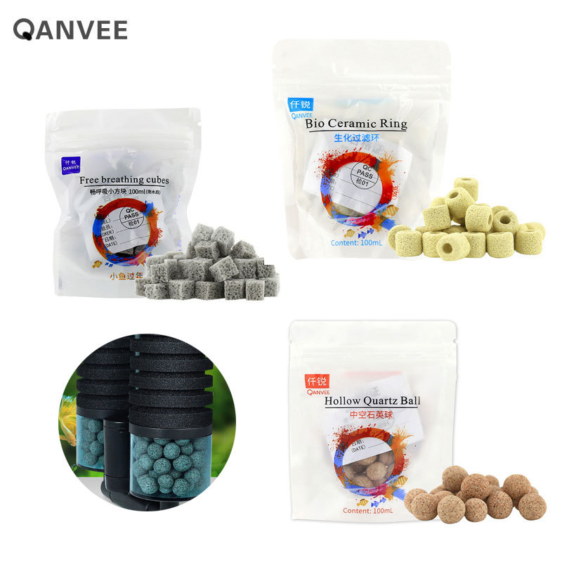 Aquarium Fish Lego - Hohle Quarzkugel, freie Atemwürfel, Bio-Keramikring, Aquarium,