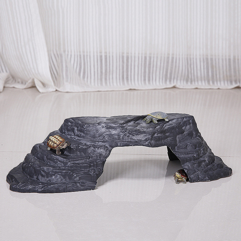 Aquarium Fish Bridge - Große Kunststein-Schildkröten-Plattform zum Sonnenbaden, Reptilien-Kletterbrücke, Aquarium-Ornament