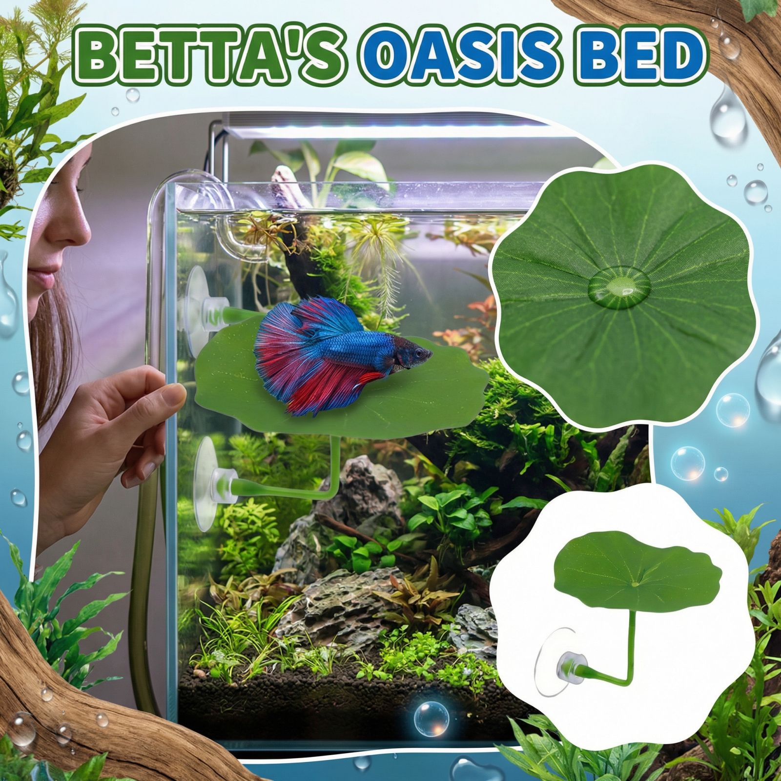 Aquarium Fish Betta - Aquarium-Dekoration Künstliches Lotusblatt Betta-Fisch Ruheplatz Aquarium