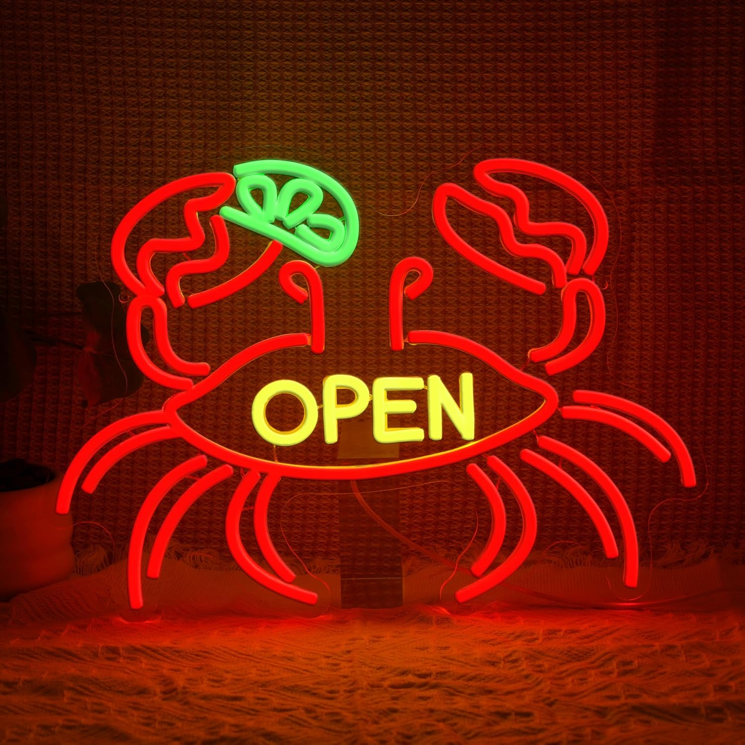 Aquarium Fish Market - Krabben-Neon-Schild, USB-betriebenes LED-Licht für Meeresfrüchtereis, Märkte,