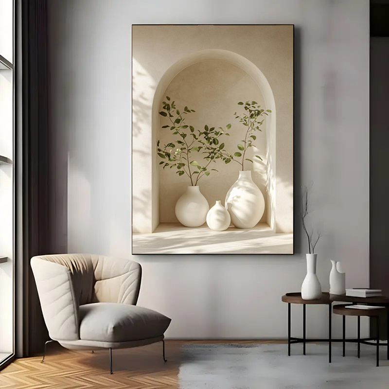 Live Plant Fertilizer - Großer rahmenloser Leinwand-Kunstdruck, modernes Vase- und
