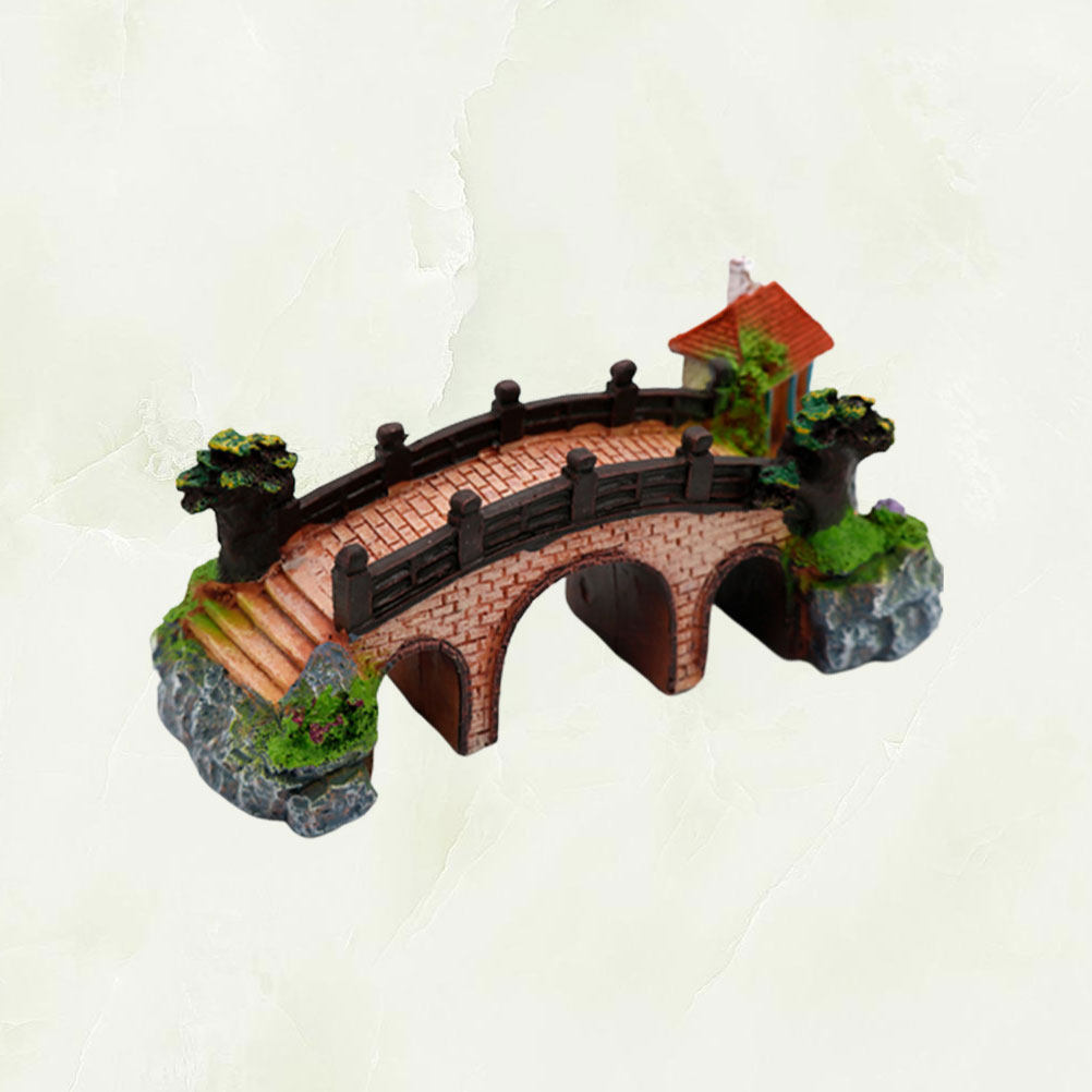 Aquarium Fish Bridge - 3-Loch-Aquarium-Brücken-Pavillon-Dekoration aus Kunstharz, Aquarium-Ornament für Süß-